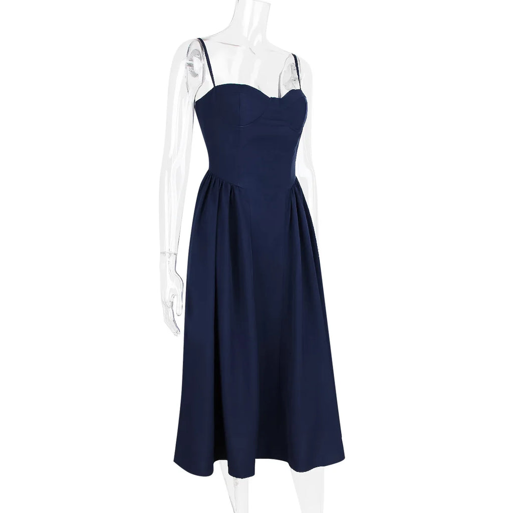 Suninheart Spaghetti Strap Summer Party Dresses 2025 New Arrivals Fit and Flare Elegant Midi Dress Red Night Date Dress